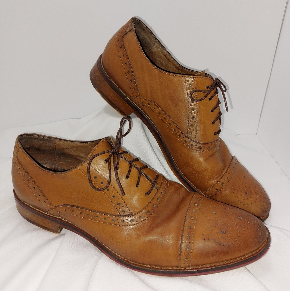 Johnston & Murphy Men’s Sz 12 Conard‎ Cap Toe Oxfords Full Grain Brown 20-8682